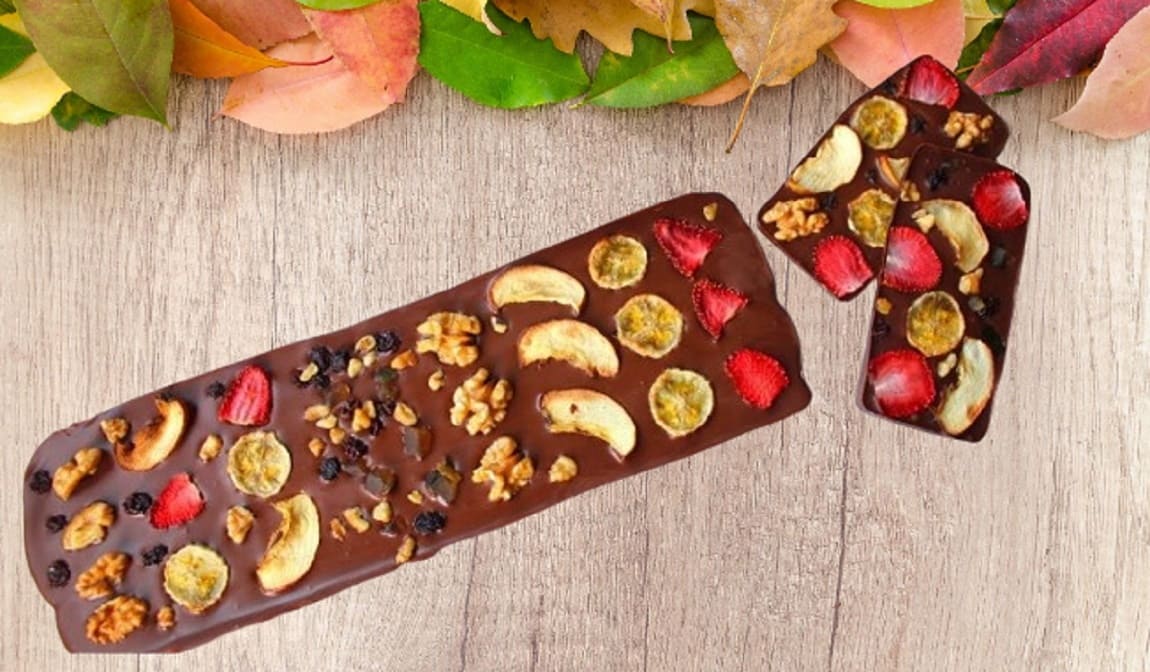 Snack de Frutas Desidratadas com Chocolate